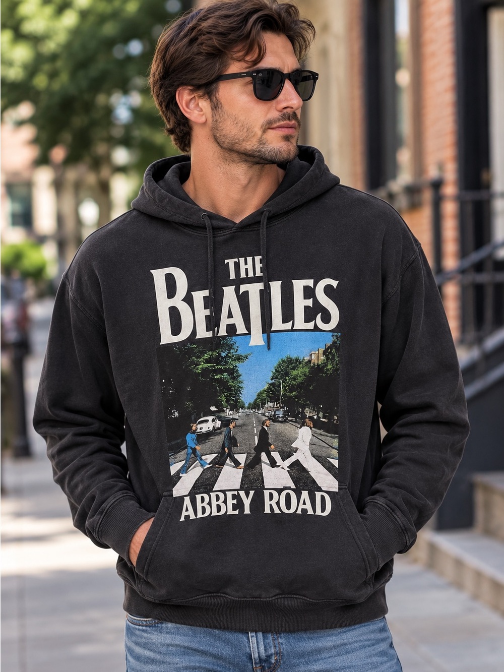 The Beatles Abbey Road Black Graphic Hoodie Sweatshirt- Unisex